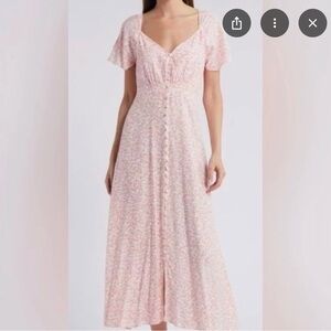 Faithfull the Brand Light Pink Floral Maxi Dress